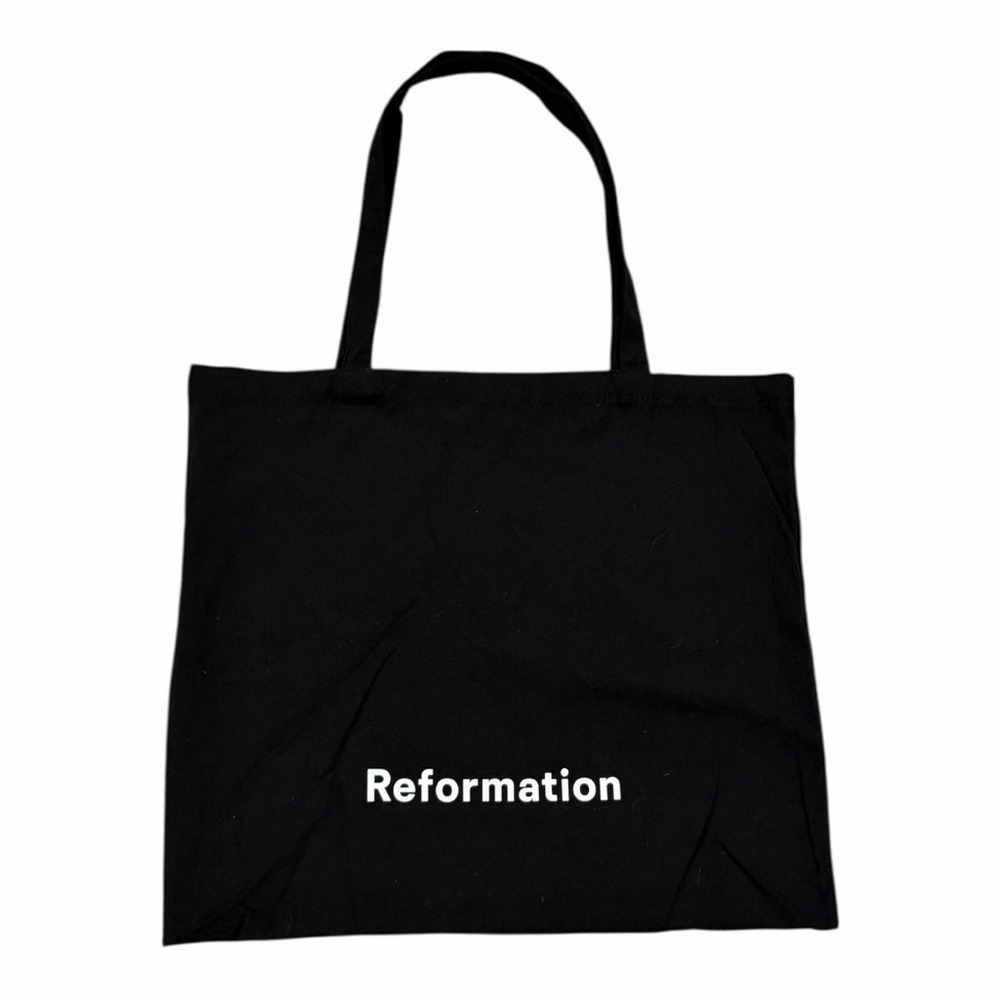Reformation Iconic Shopper Tote Bag One Size Canvas Cotton Logo Black Utility